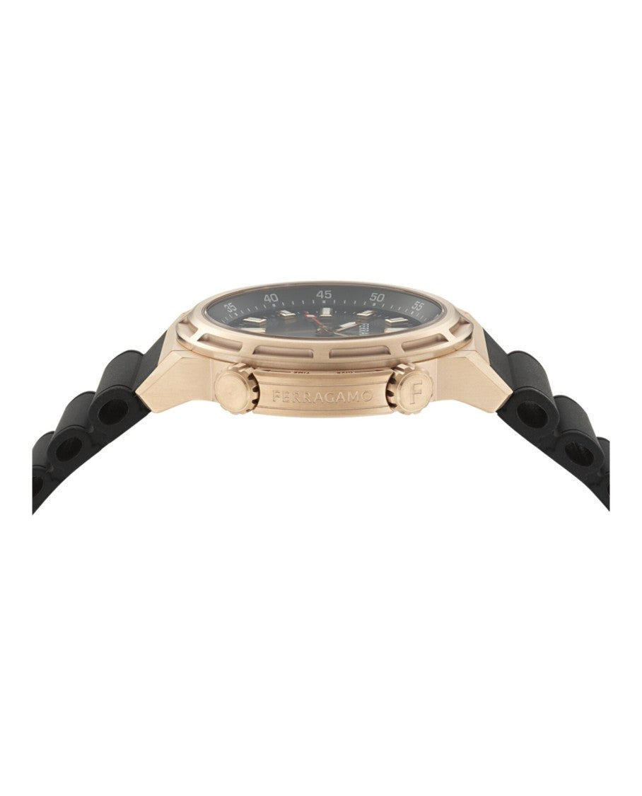 Ferragamo Sport Silicone Watch With Ip Rose Gold Case