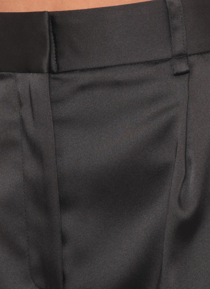 Elisabetta Franchi High-Waisted Black Silk Trousers With Tailored Silhouette