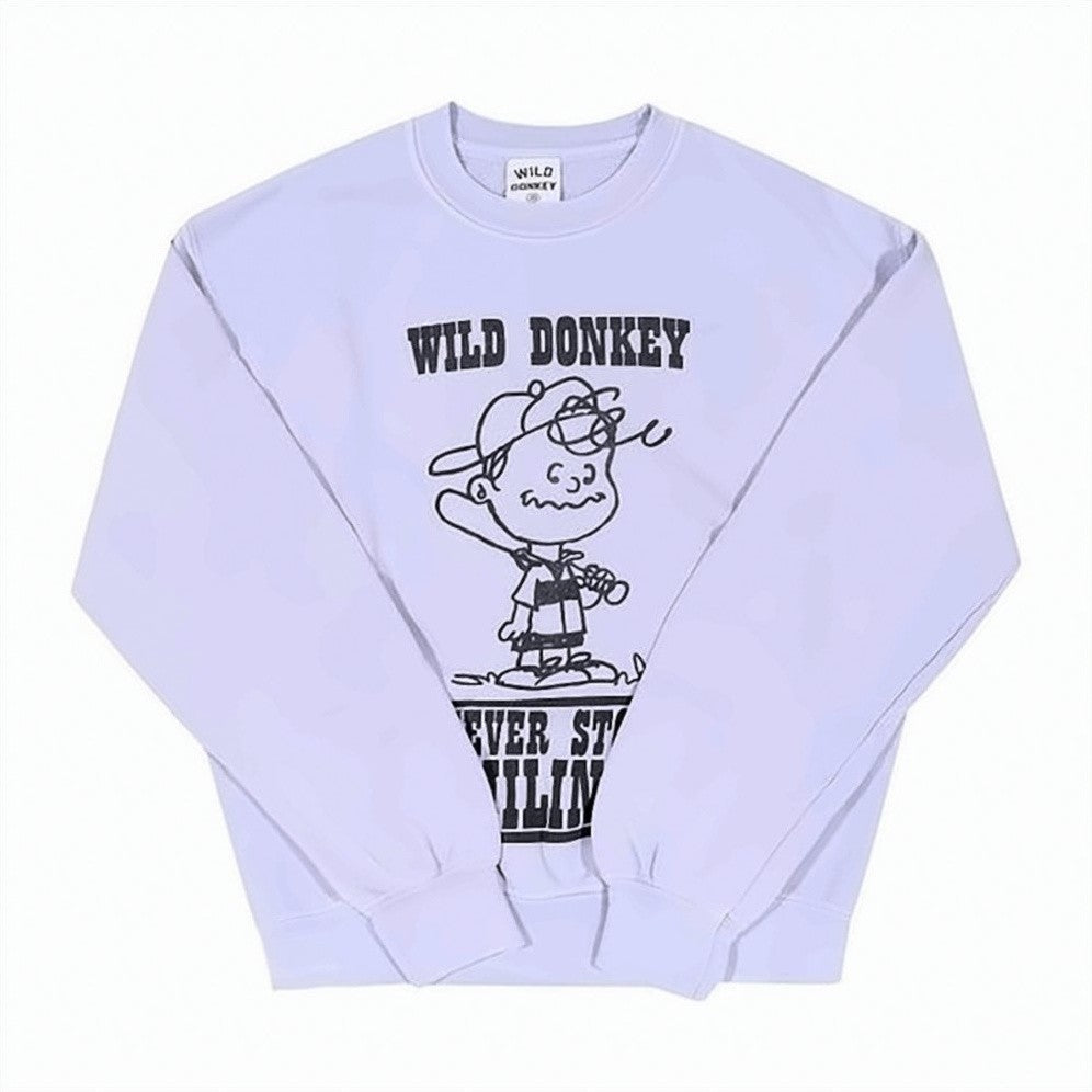 Wild Donkey Playful Graphic Print Long-Sleeved Sweatshirt