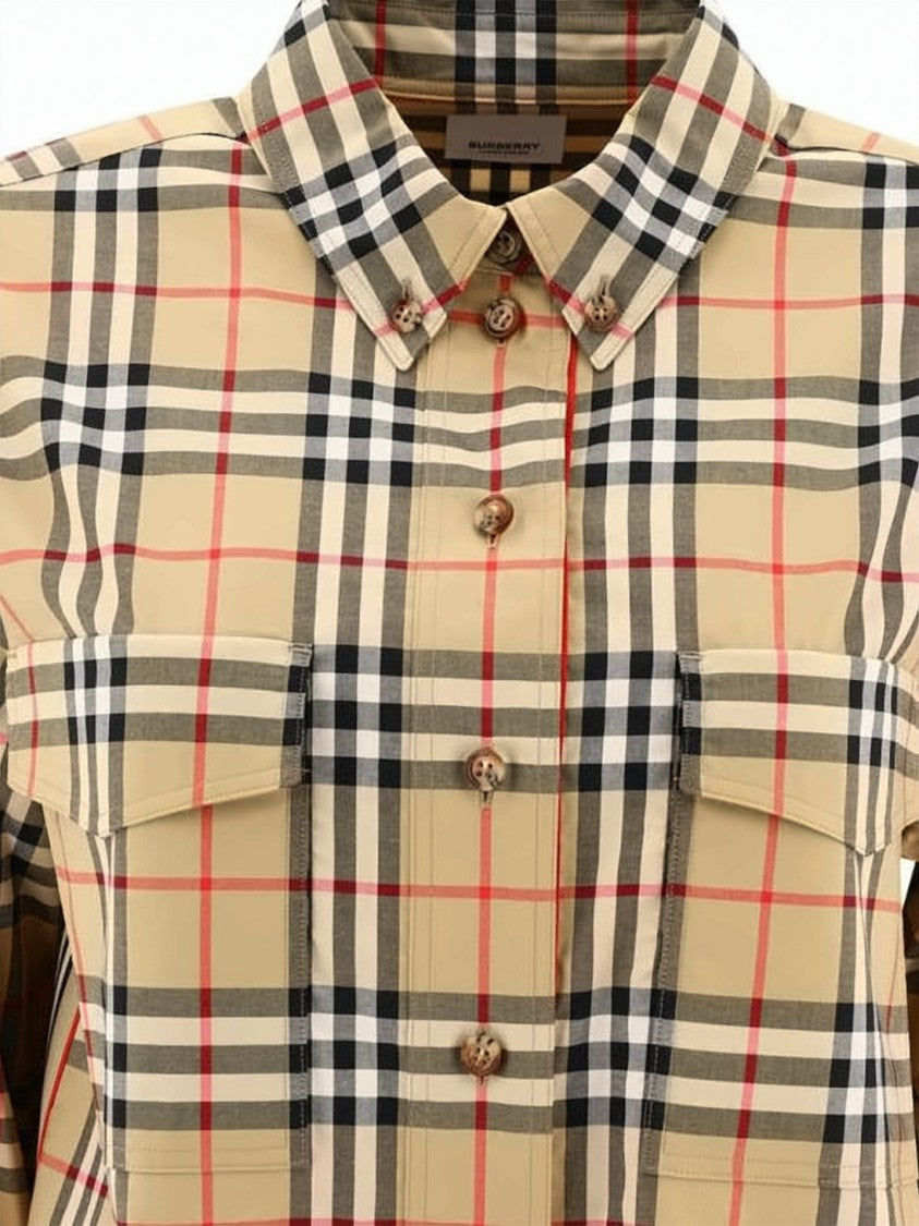 Burberry Checkered Cotton Shirt With Button-Down Front