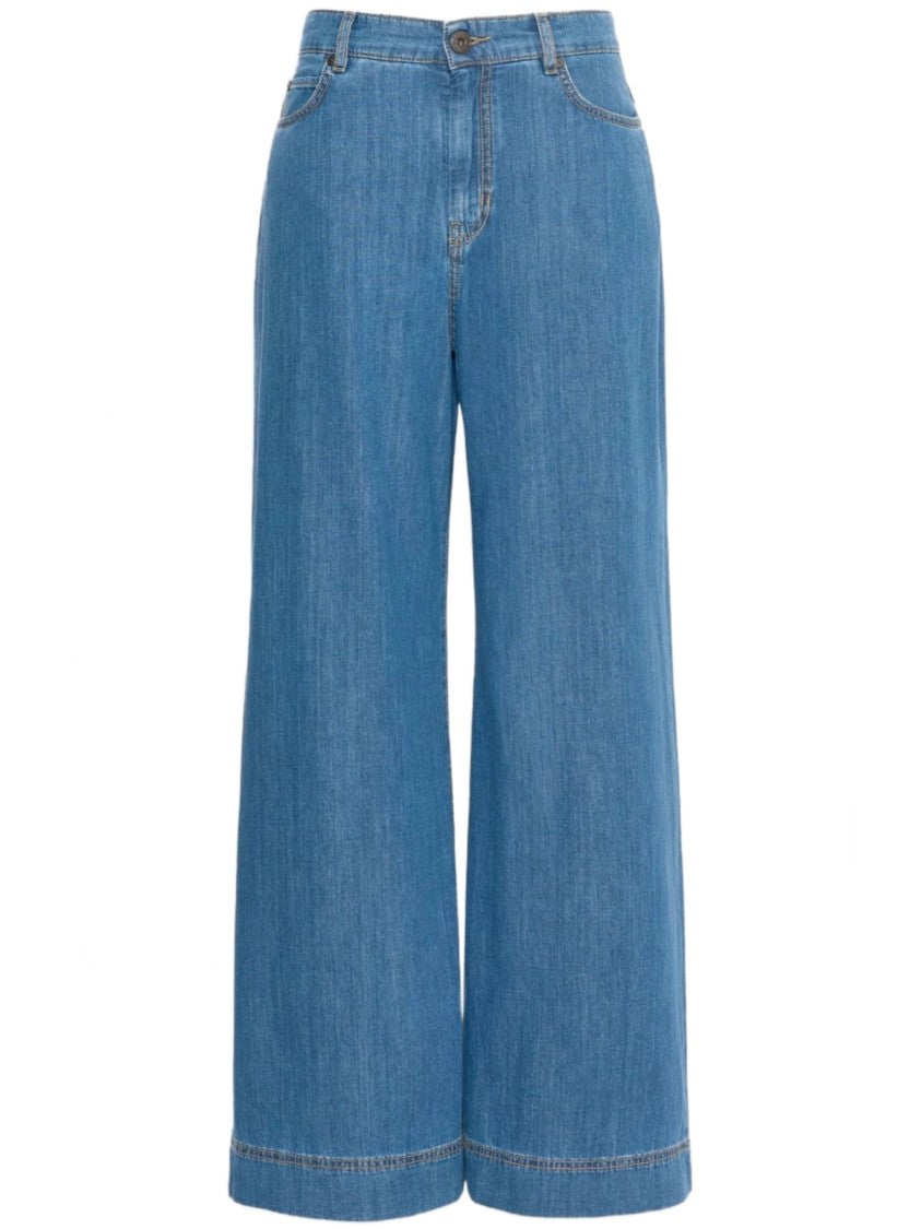 Weekend Wide-Leg Denim Jeans With High Waist And Five-Pocket Design