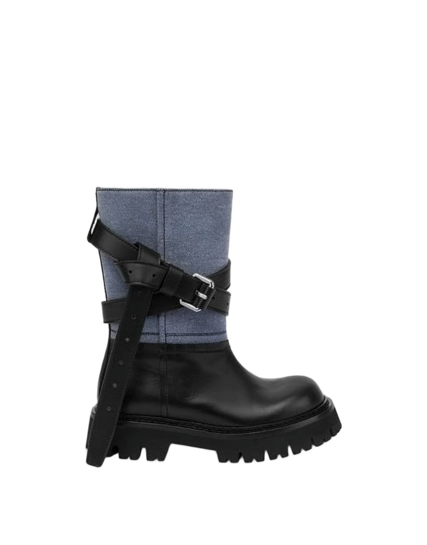 Moschino Edgy Black Leather Boots With Textured Upper