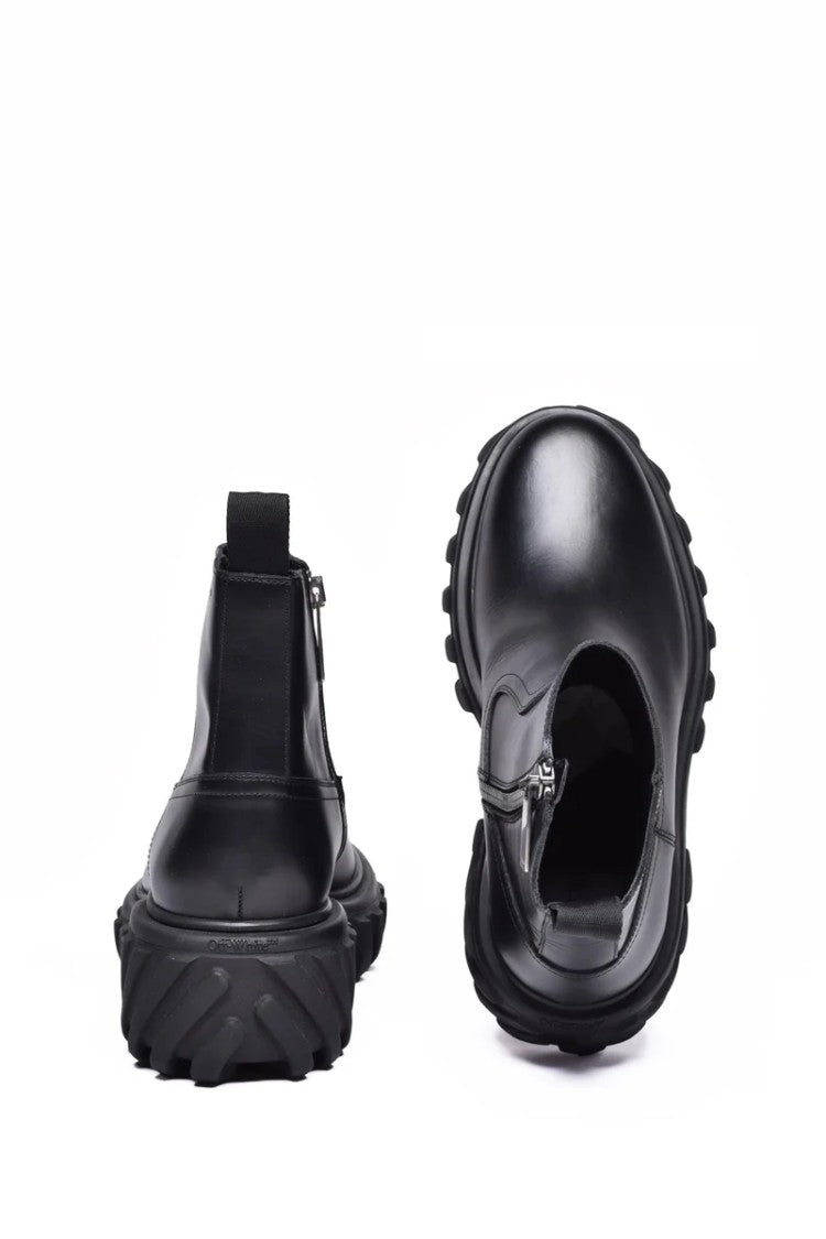 Off-White Leather Ankle Boot - Black