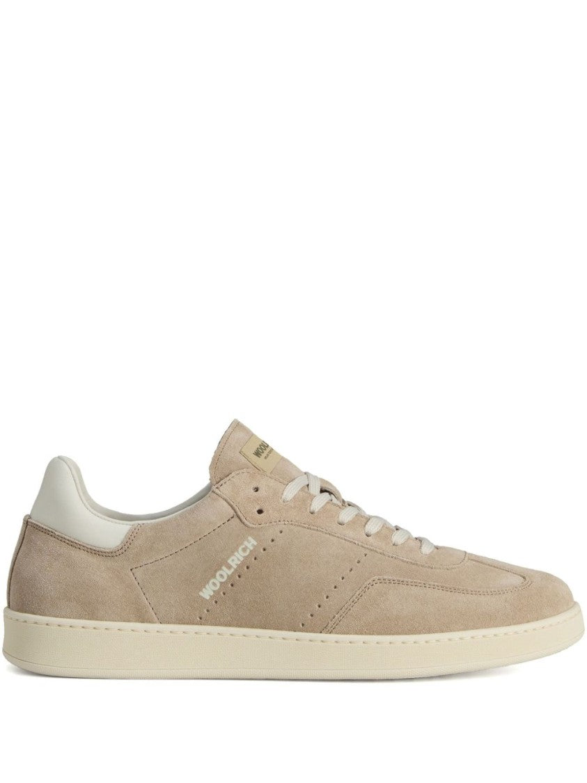 Woolrich Beige Suede Sneakers With Contrasting Heel