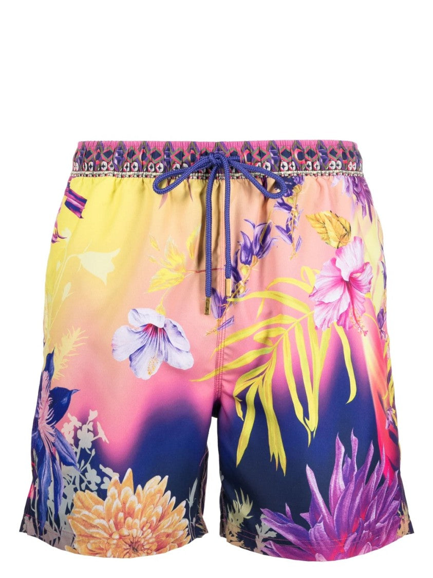 Camilla Test Multicolored How Does Your Garden Grow Beach Shorts