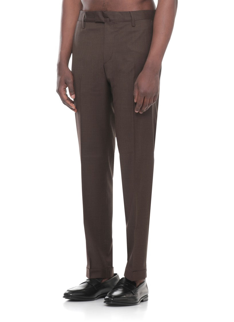 Briglia 1949 Brown Virgin Wool Straight-Leg Pants