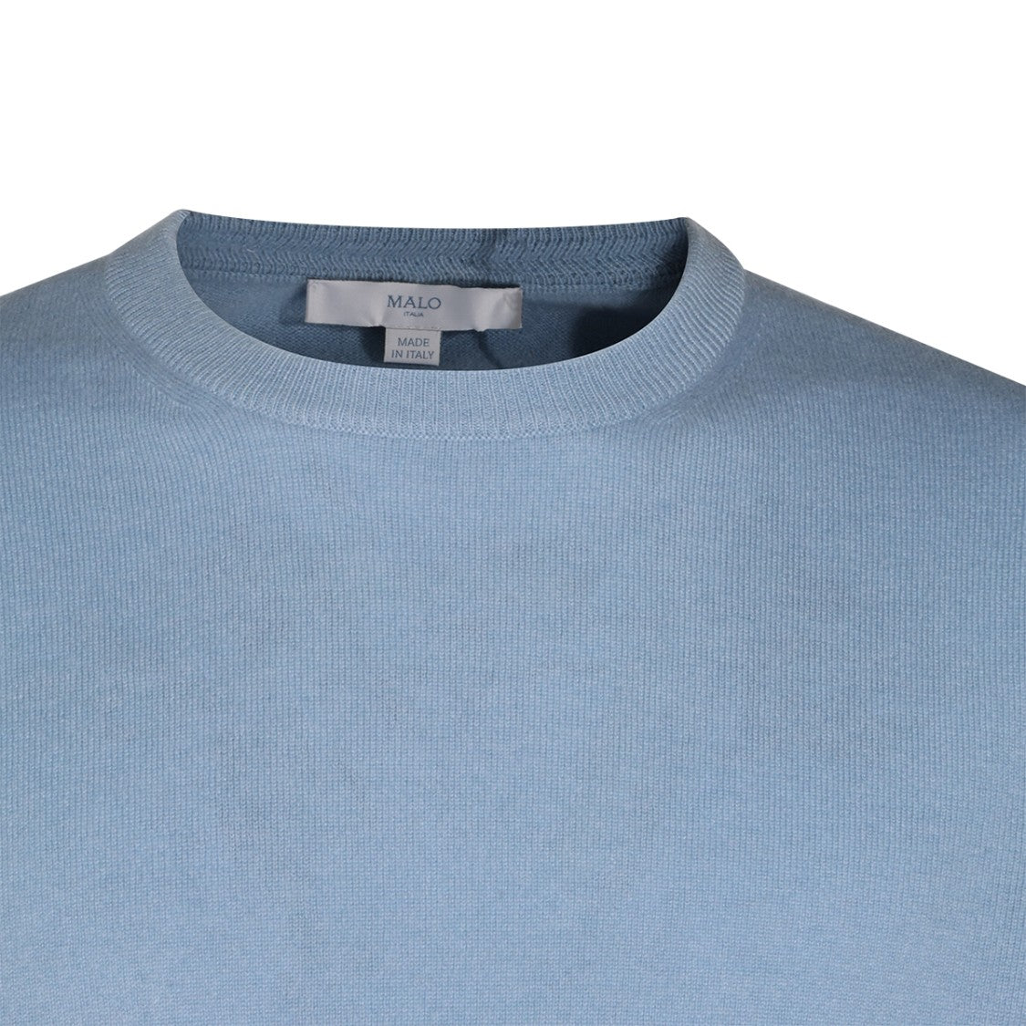 Malo Classic Fit Blue Cashmere Sweater With Ribbed Details