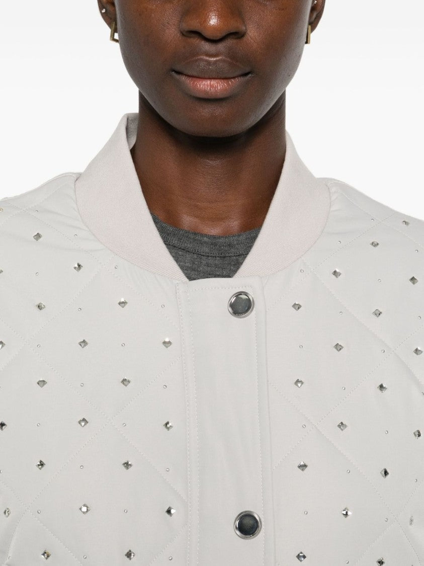 Pinko Cropped Quilted Jacket With Diamond Pattern