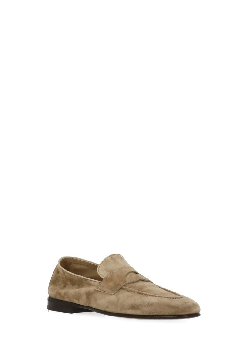 Brunello Cucinelli Beige Round Toe Suede Loafers