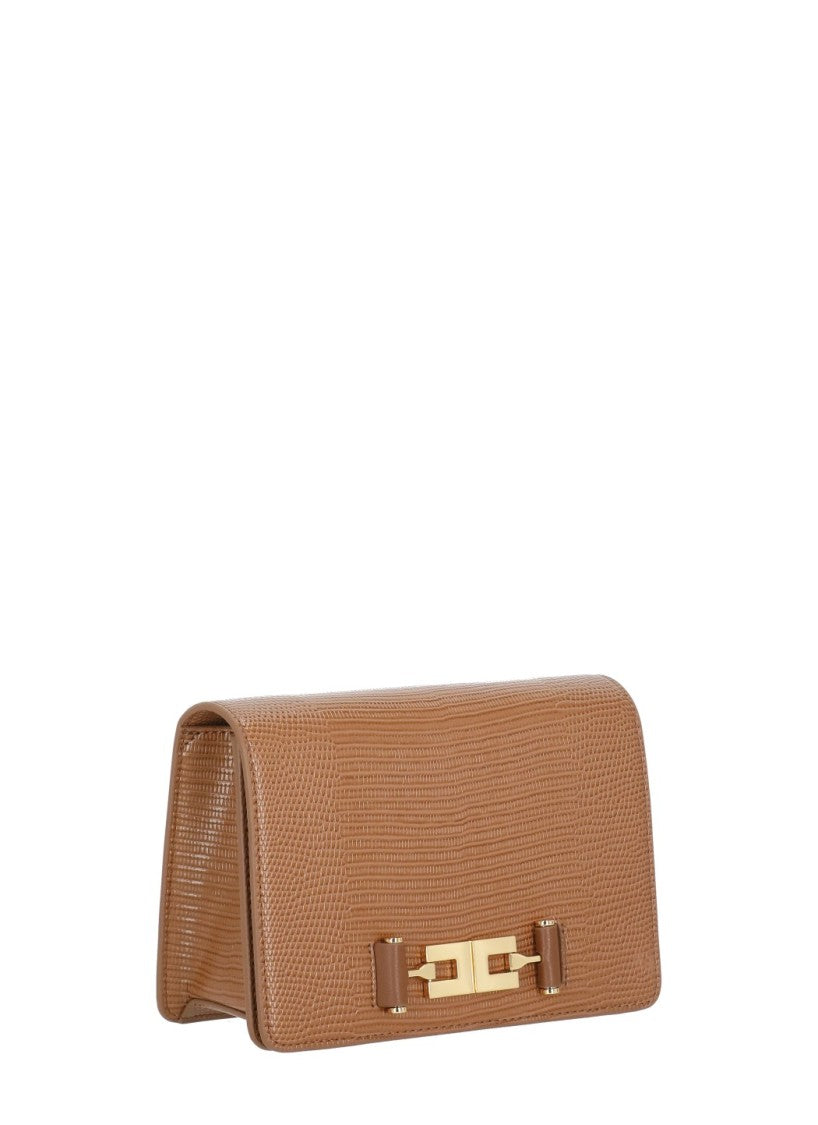 Elisabetta Franchi Rectangular Shoulder Bag With Lizard Effect