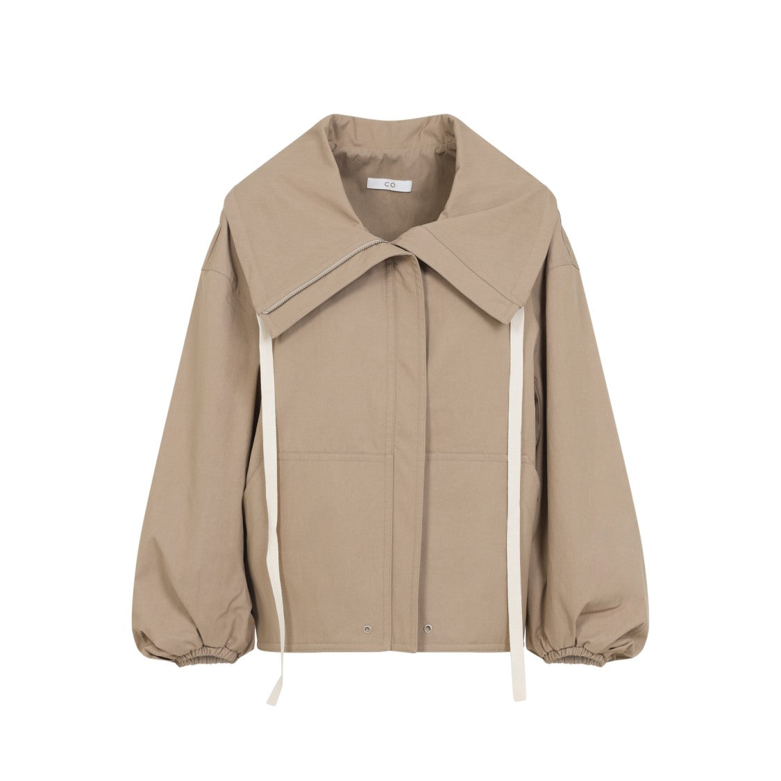 Co Brown Relaxed Fit Jacket With Oversized Collar And Balloon Sleeves