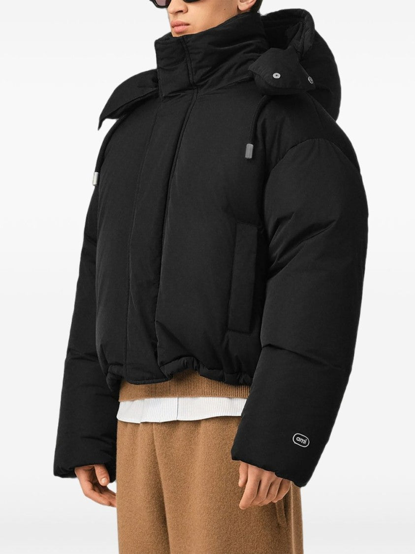 Ami Paris Cropped Puffer Jacket With Detachable Hood