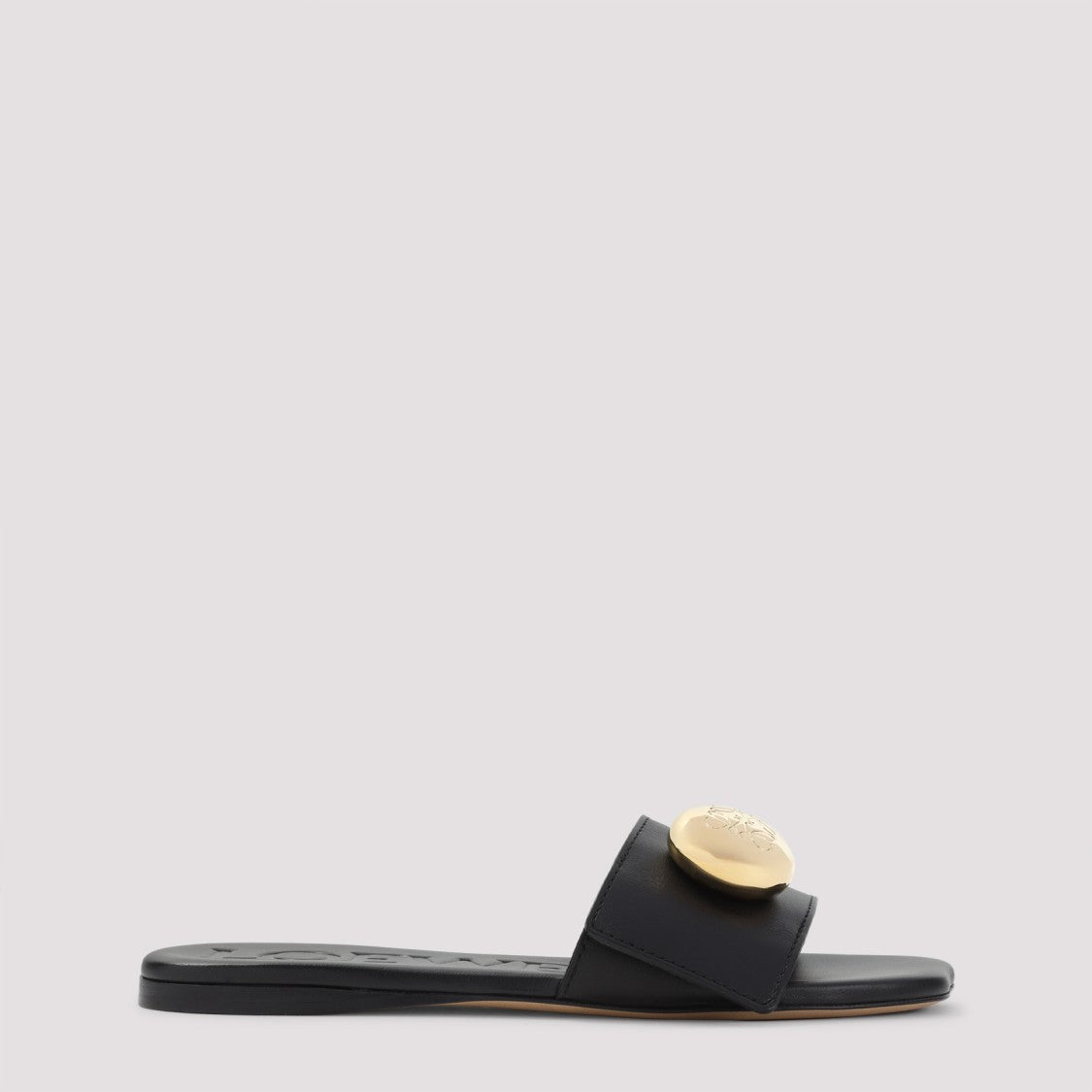 Loewe Pebble Slide Black Calf Leather Sandals