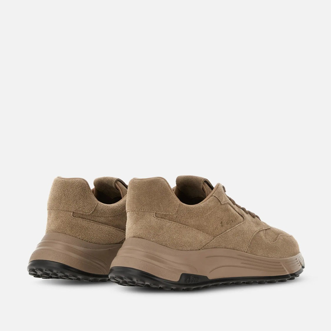 Hogan Refined Beige Calfskin Sneakers With Sculpted Sole