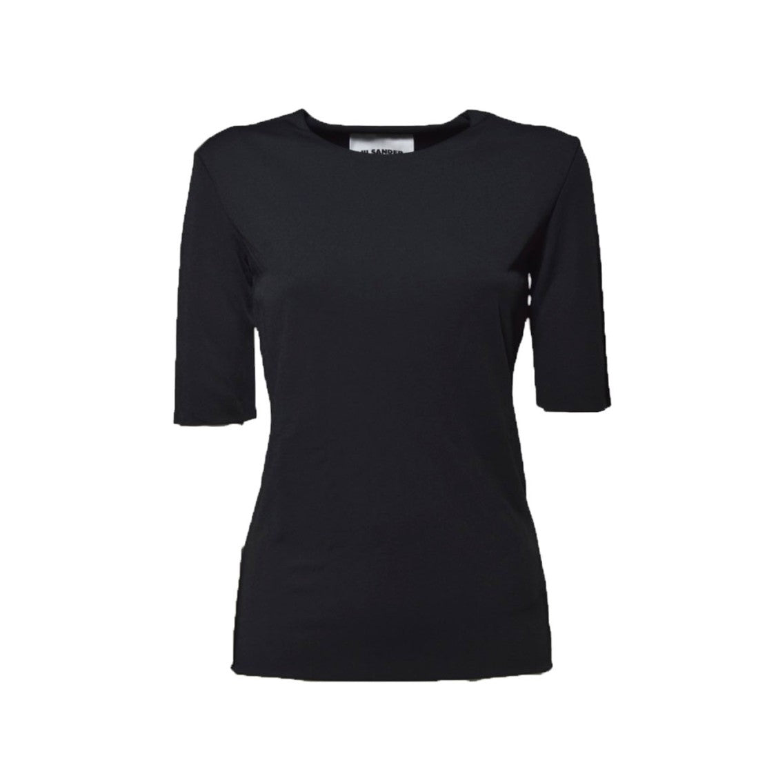 Jil Sander Black Flowing Viscose Short-Sleeved Top