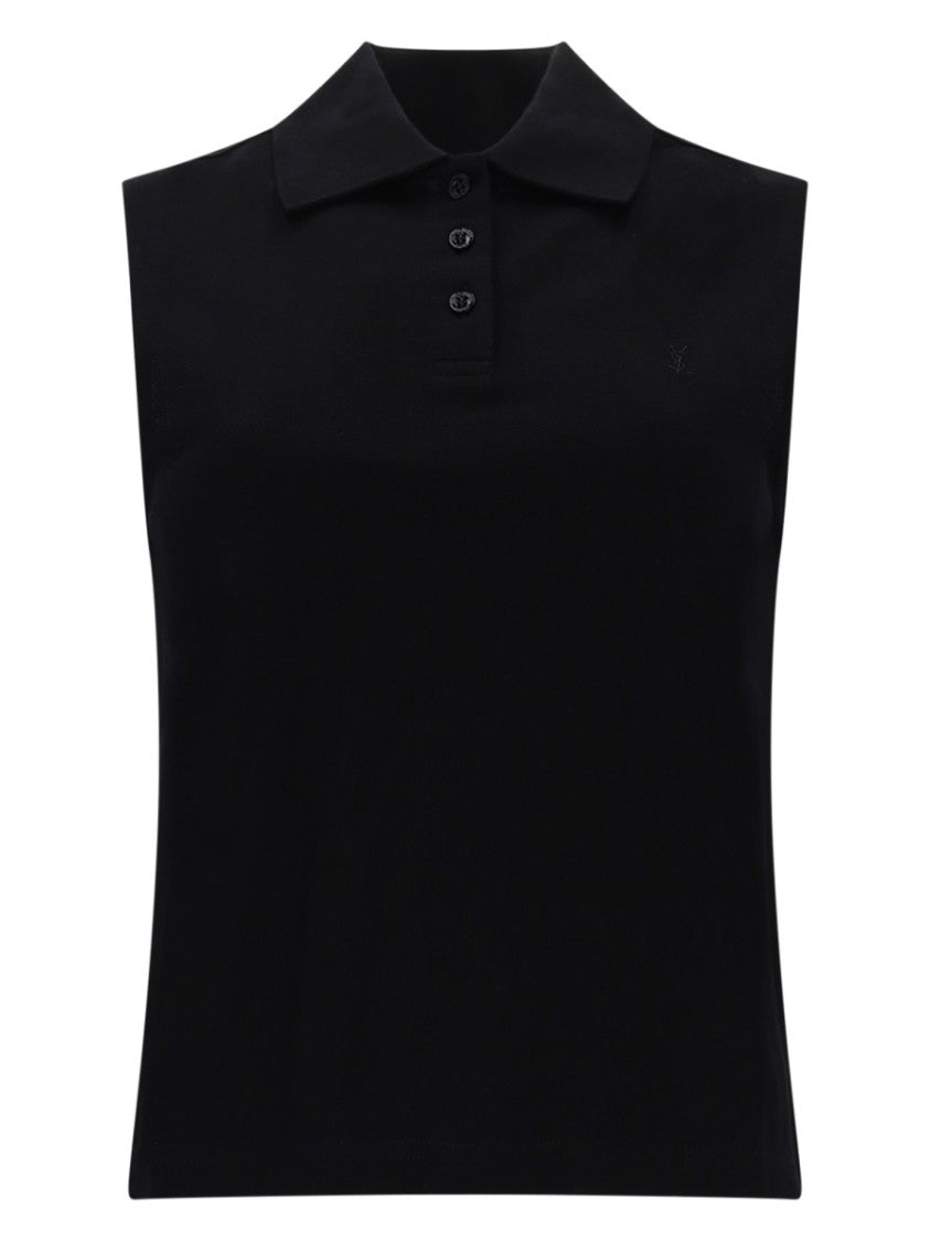 Saint Laurent Sleeveless Cotton Polo Shirt