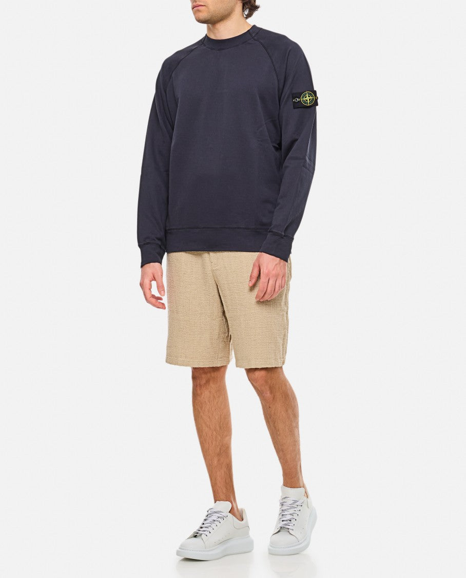 Stone Island Round-Neck Sweatshirt With Ribbed Cuffs And Logo Detail