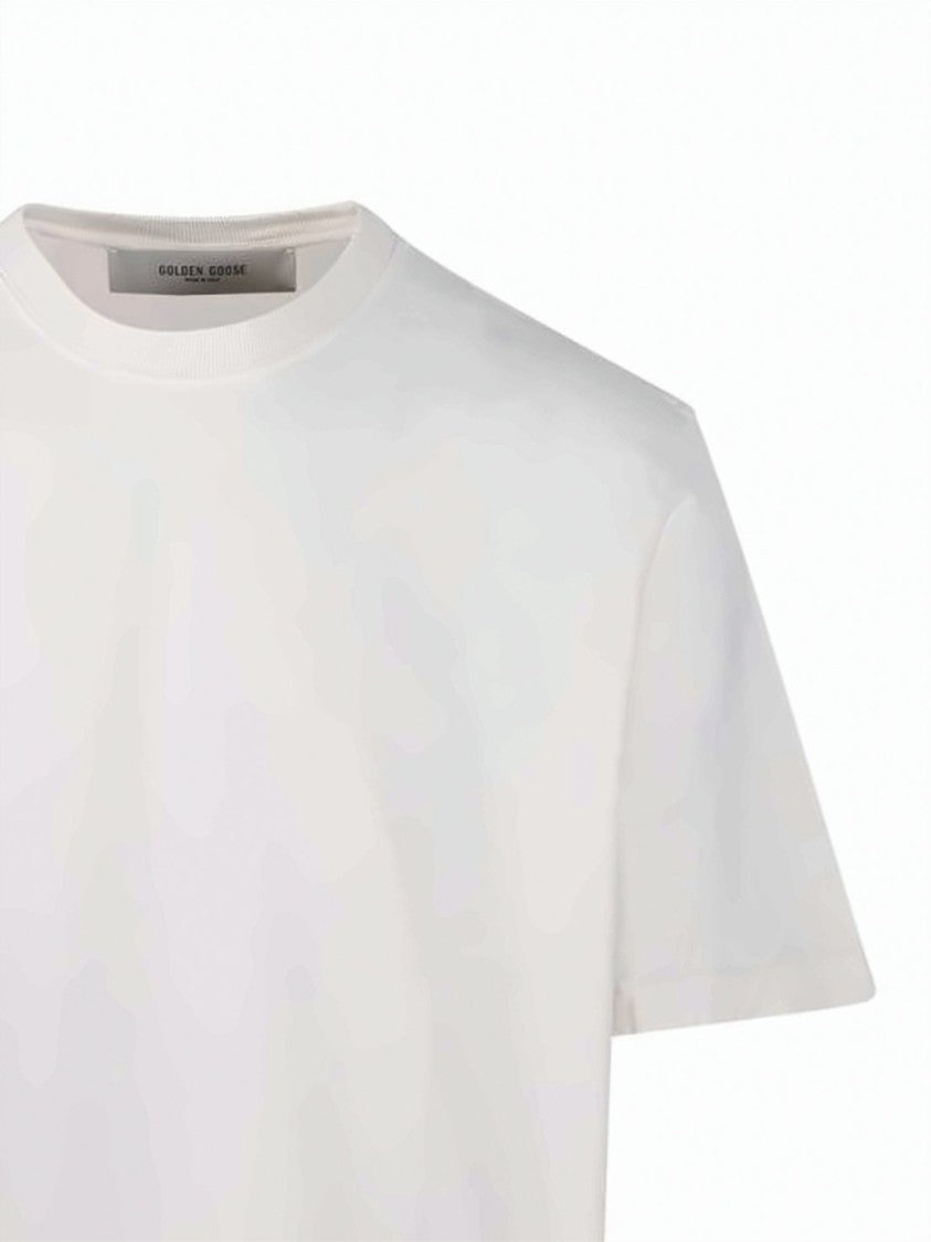 Golden Goose Cropped White T-Shirt With Design