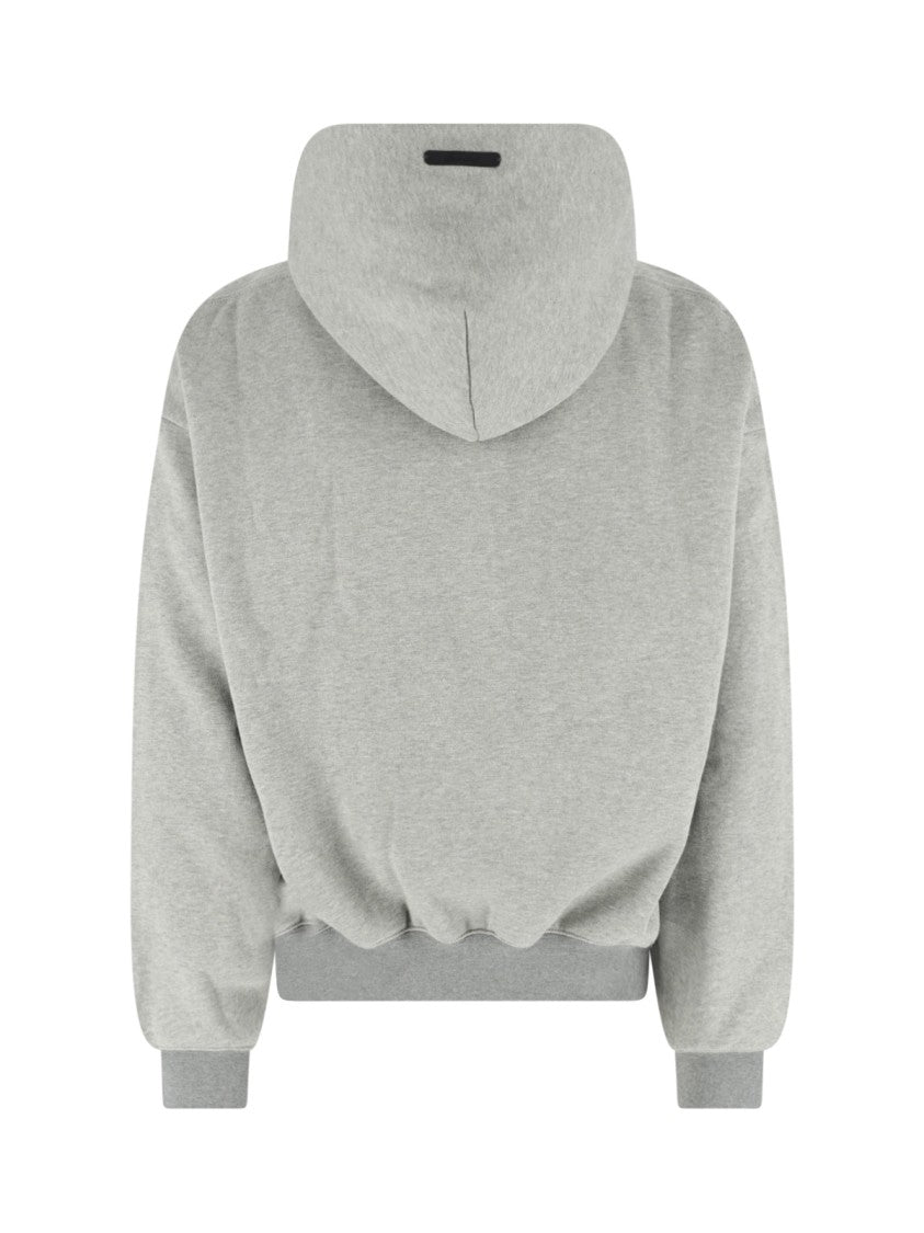 Fear Of God Essentials Grey Relaxed Cropped Kangaroo Pocket Hoodie