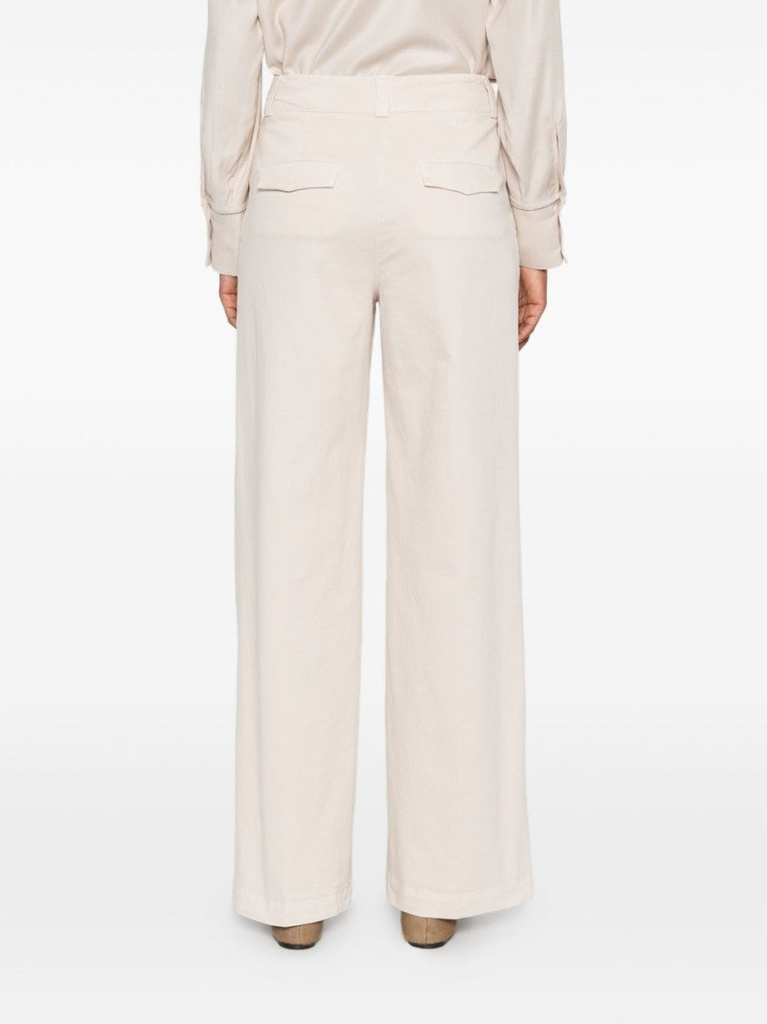 Peserico Wide-Leg Beige Trousers With High Waist