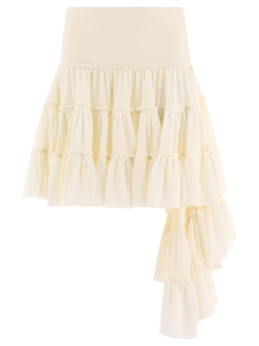 Loewe High-Waisted Ruffled Skirt With Asymmetrical Design