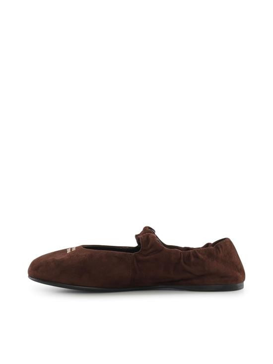 Miu Miu Lambskin Flats With Elasticized Back And Suede Texture