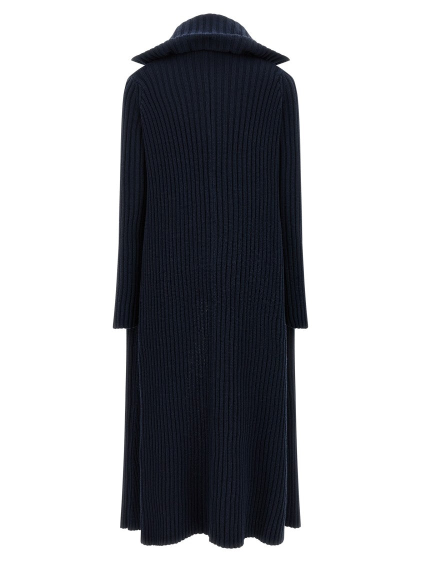 Balenciaga Maxi Cardigan With Shawl Collar And Ribbed Texture