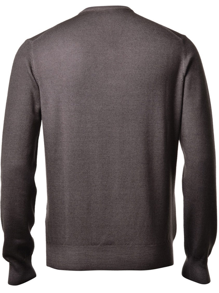 Gran Sasso Fine-Knit Wool Sweater With Crew Neckline And Ribbed Details