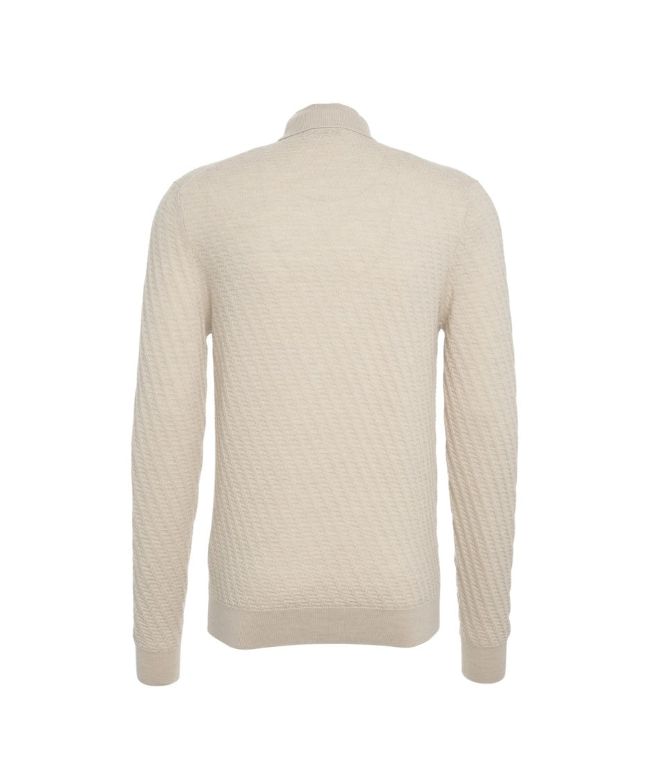 Paolo Pecora Beige Knit Sweater With Textured Knit