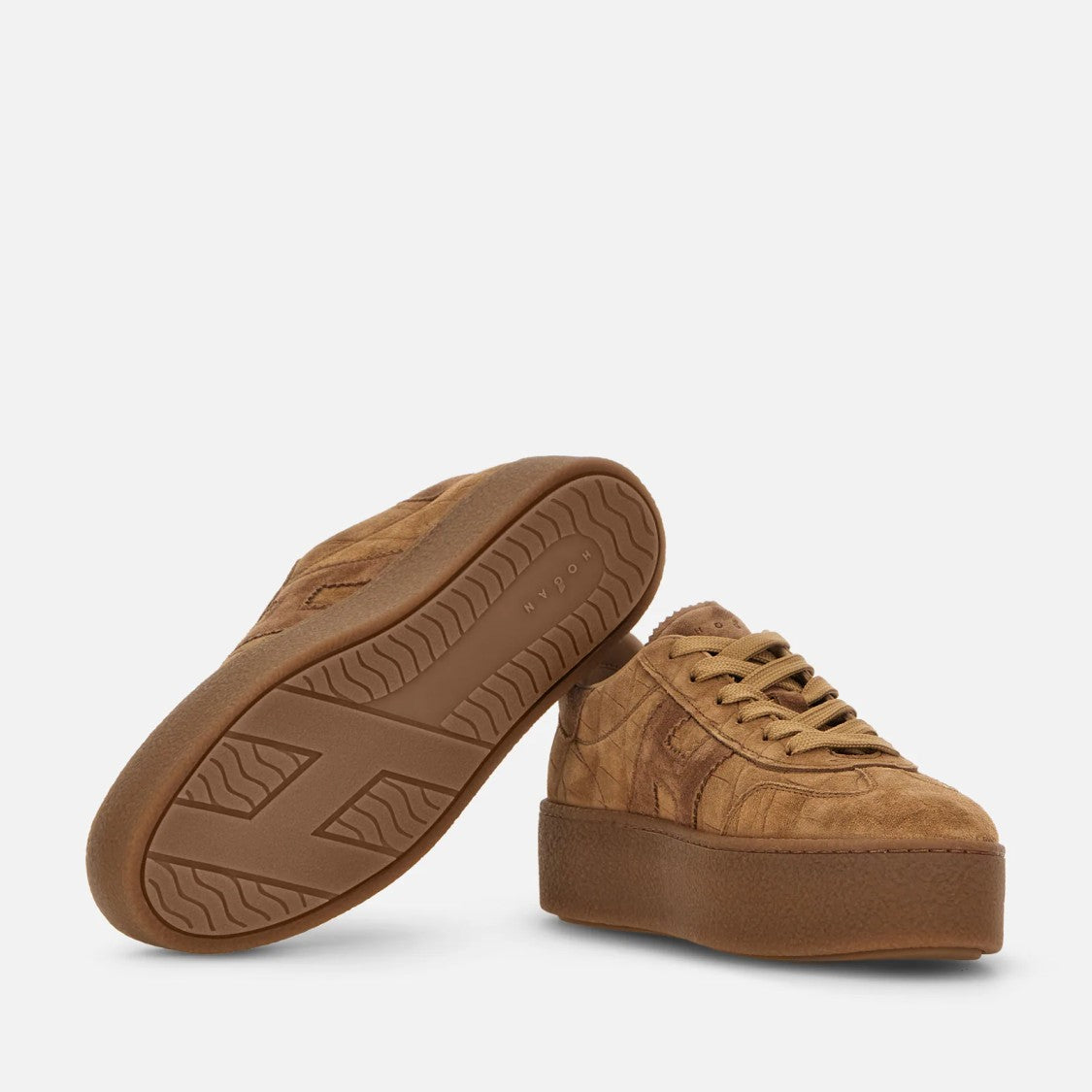 Hogan Refined Lace-Up Calfskin Platform Shoes