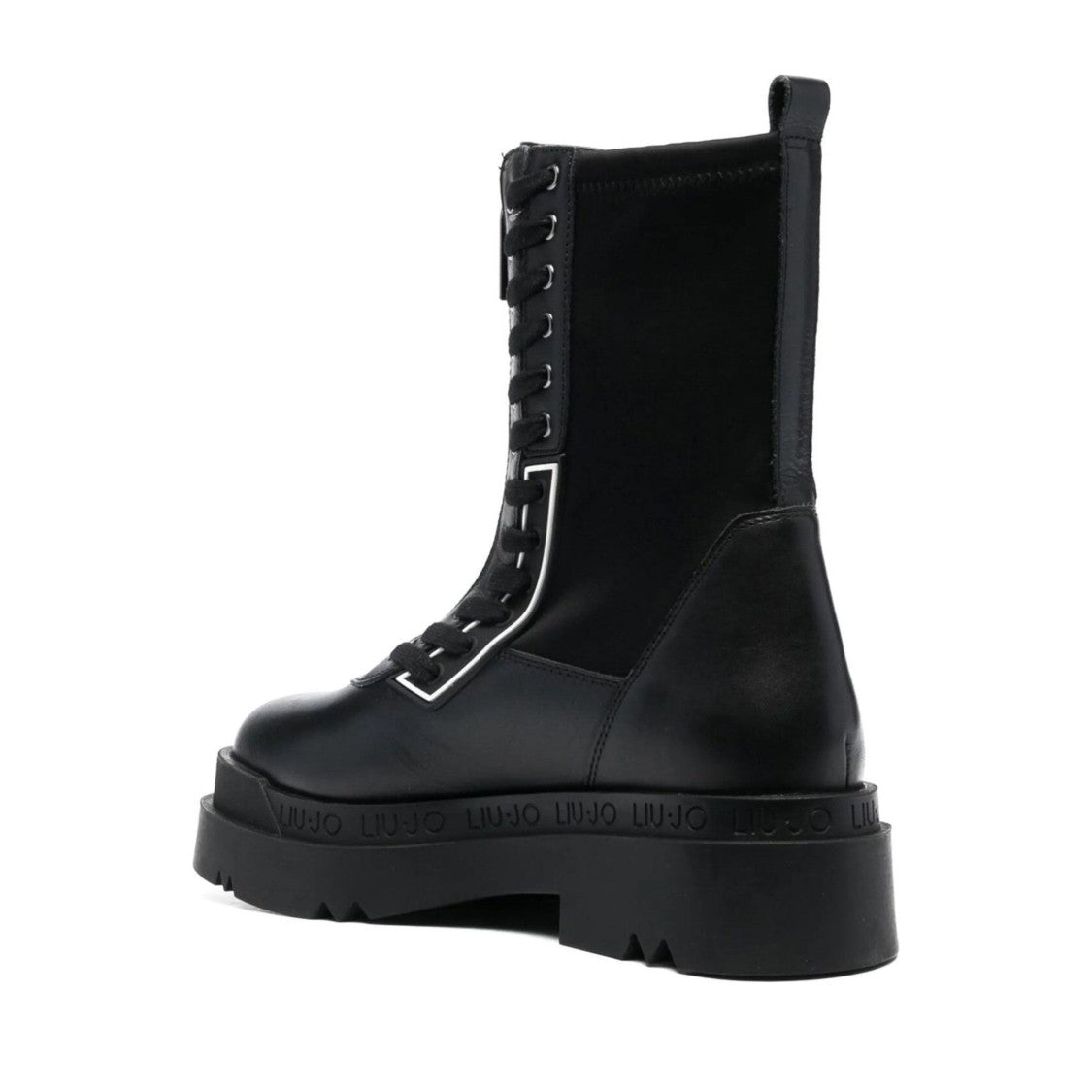 Liu Jo Black Love 22 Chunky Sole Lace-Up Leather Boots