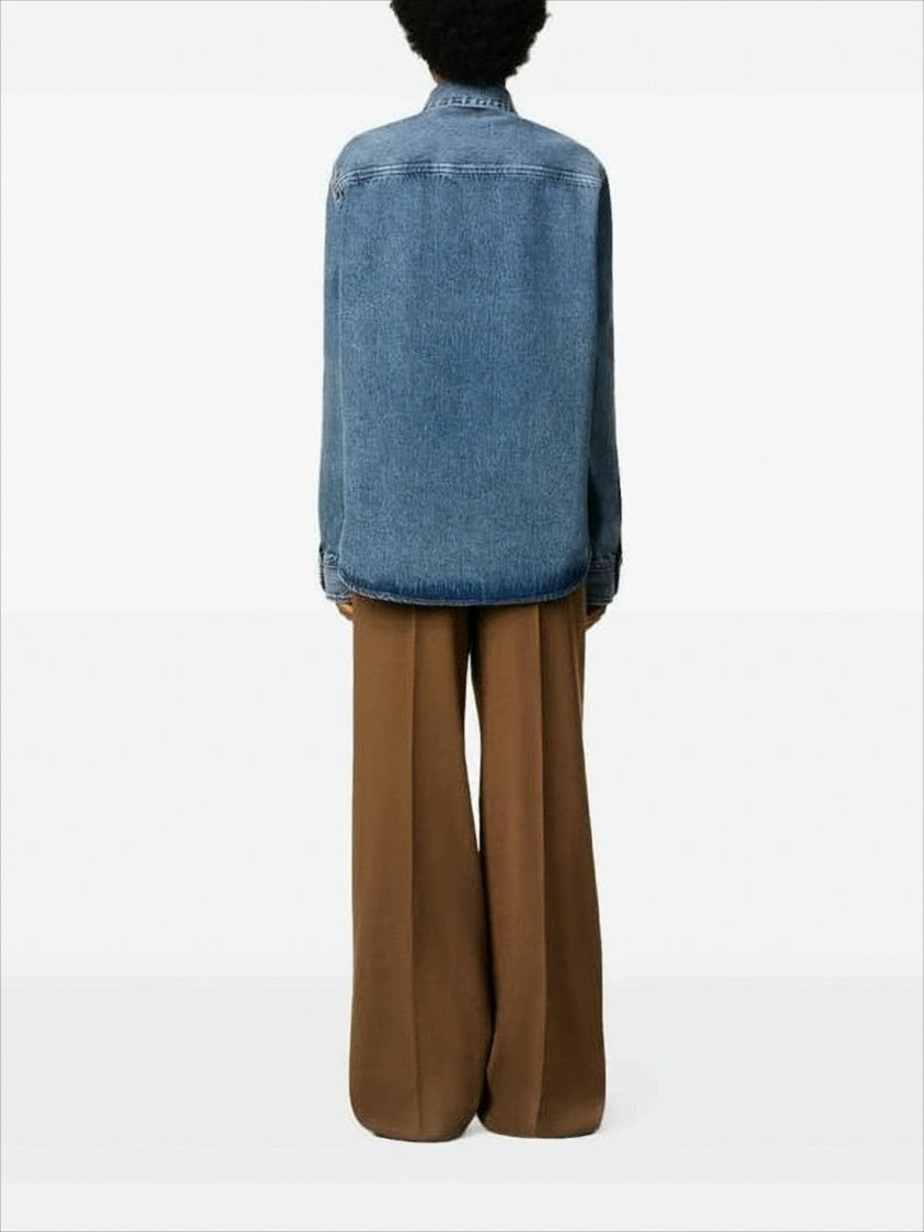 Ami Relaxed Fit Blue Denim Jacket With Button-Up Front