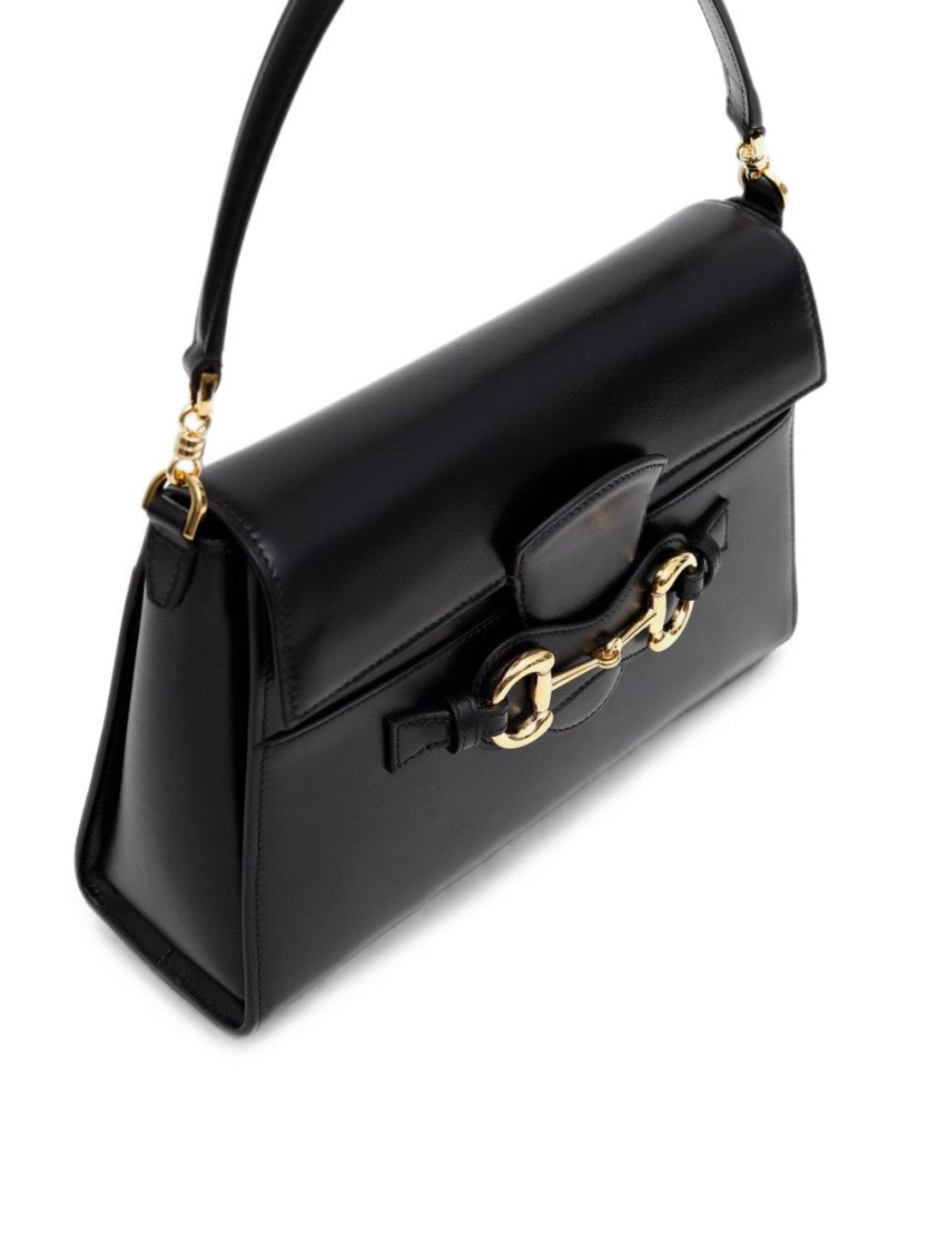 Gucci Medium Horsebit Duomo Bag In Glossy Black Calfskin