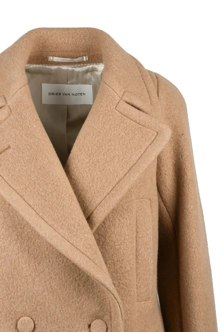 Dries Van Noten Double-Breasted Wool Coat - Beige