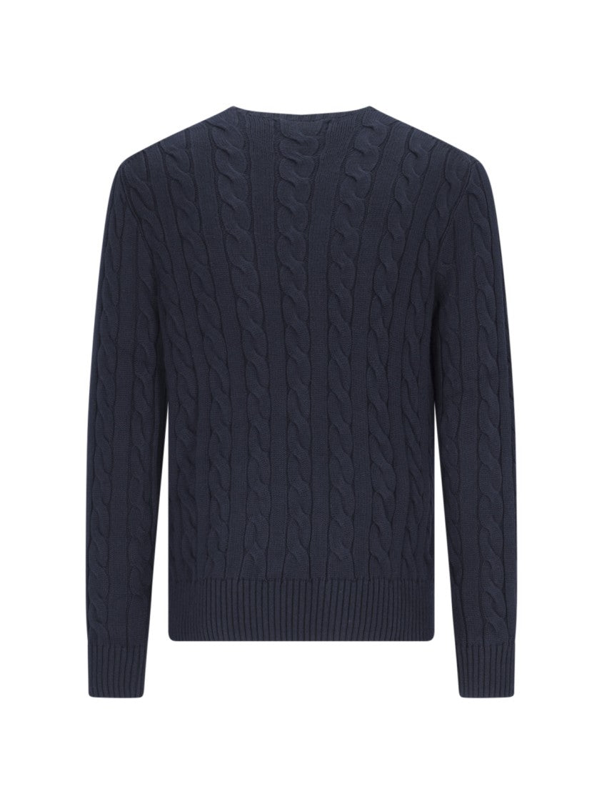 Polo Ralph Lauren Logo Cable Knit Sweater Blue