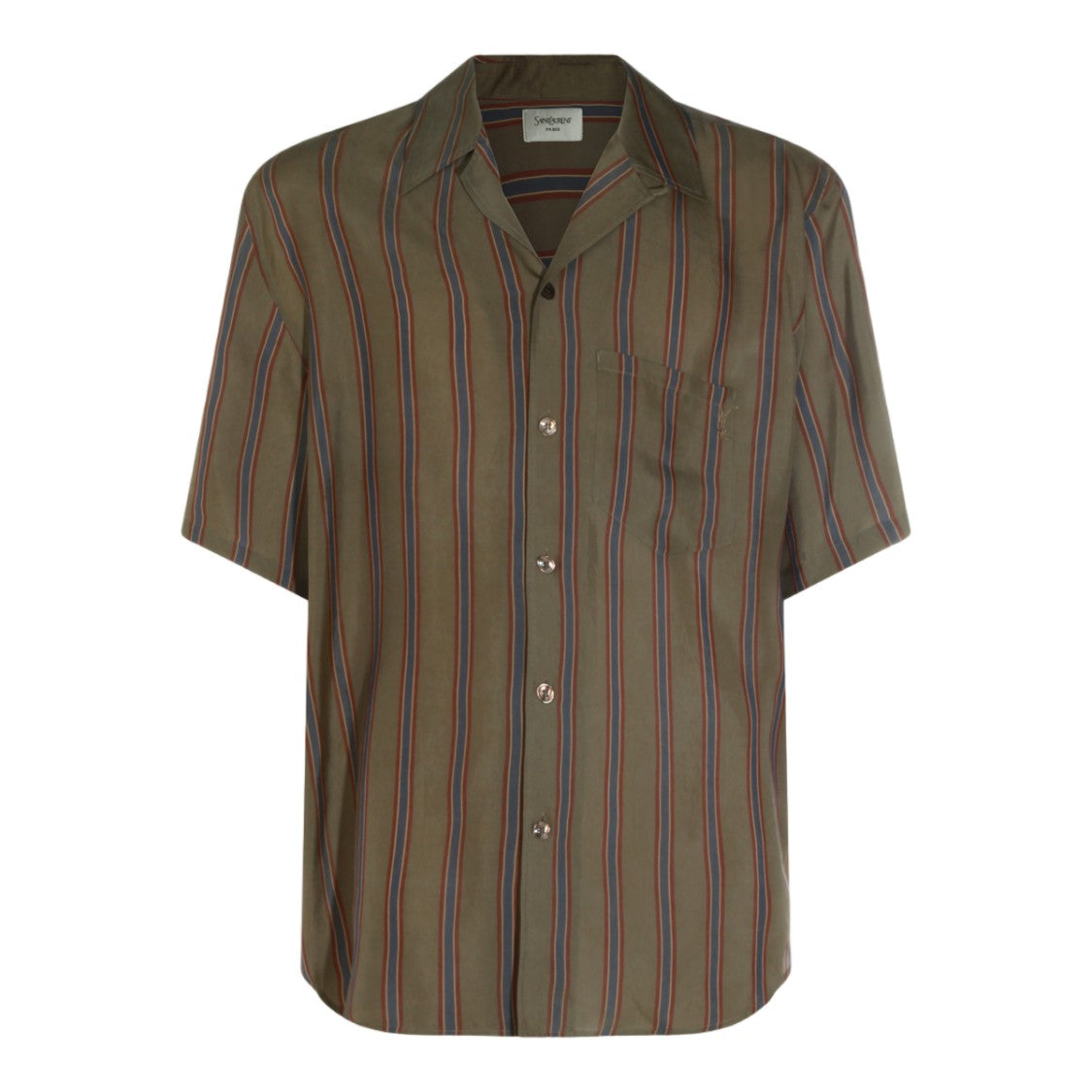 Saint Laurent Short-Sleeve Relaxed Fit Striped Shirt With Classic Collar