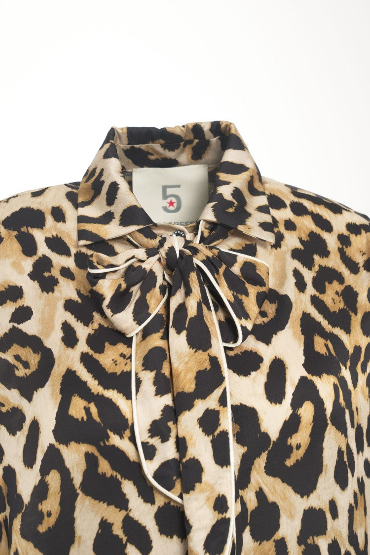 5 Progress Beige Blouse With Bow Tie Collar