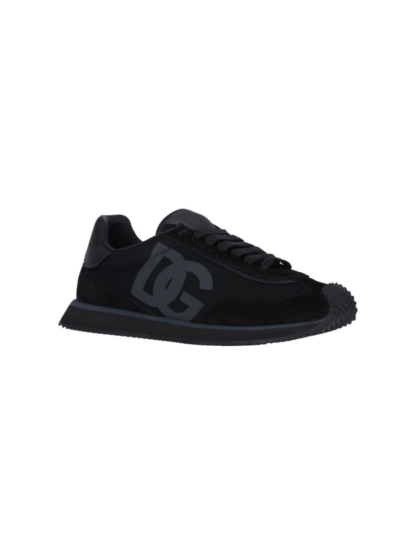 Dolce & Gabbana Black Dg Cushion Suede Sneakers