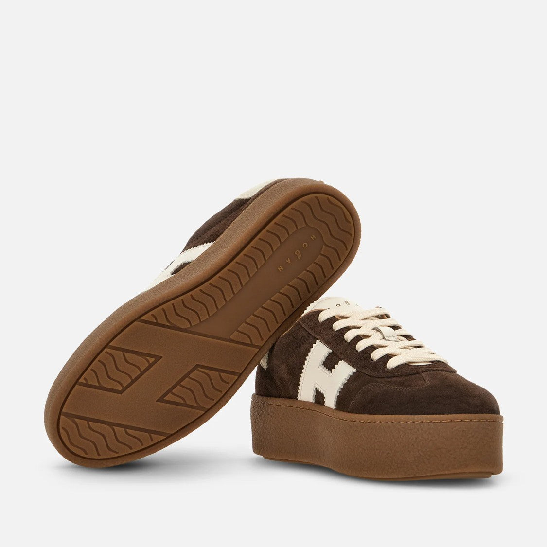 Hogan Dark Brown Suede Platform Sneakers