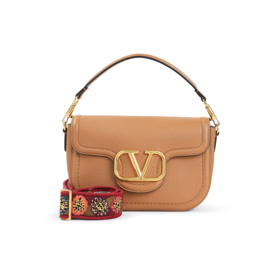 Valentino Garavani Almond Beige Calf Leather Alltime Shoulder Bag