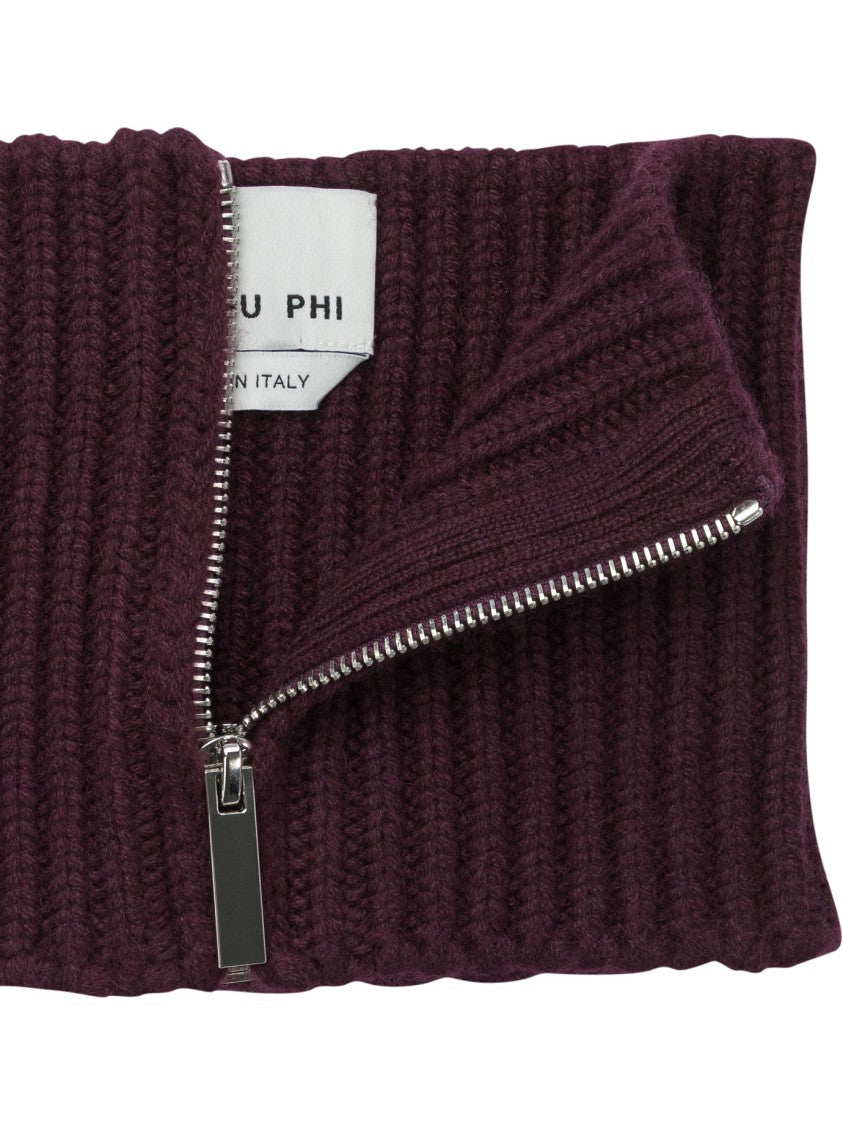Sa Su Phi Ribbed Cashmere Scarf With Silver Zipper Closure