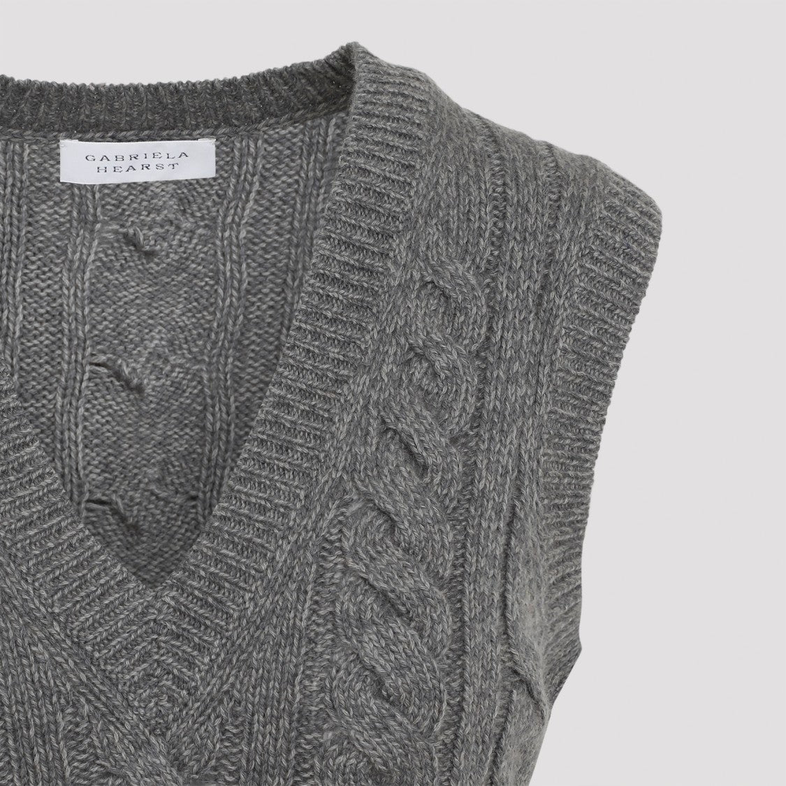 Gabriela Hearst Cashmere Cable Knit Sweater With V-Neck And Sleeveless Design