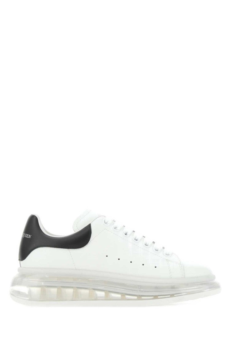 Alexander Mcqueen White Leather Sneakers With Black Heel