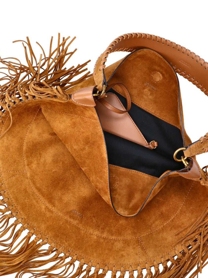 Isabel Marant Brown Oskan Soft Calf Suede Fringe Shoulder Bag