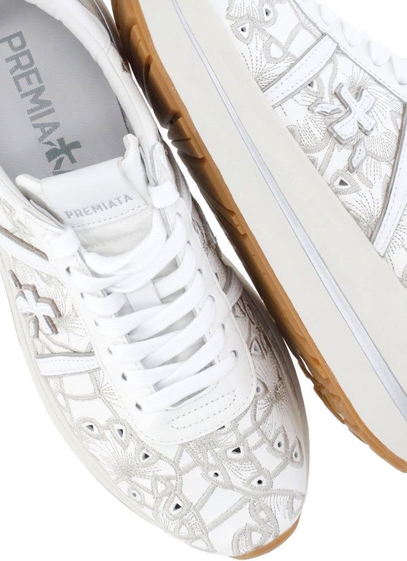 Premiata White Bethcoin 8153 Embroidery Sneakers