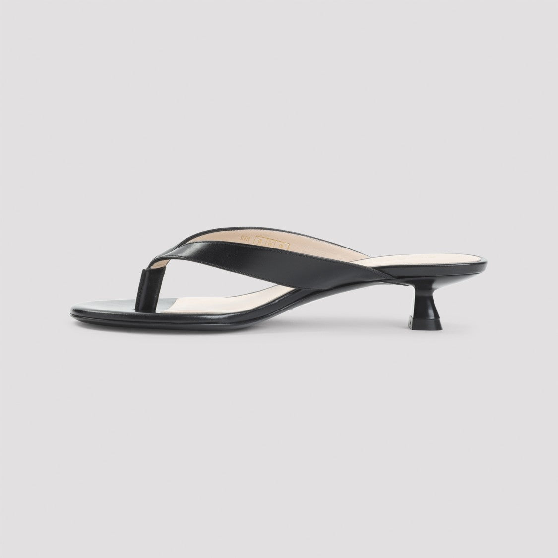 Stuart Weitzman Black Leather Sandals With Sculpted Kitten Heel