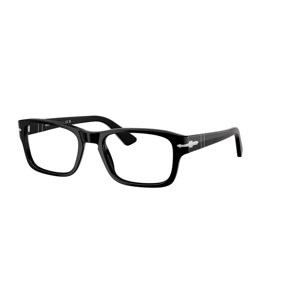 Persol 0Po3364v Rectangular Black Acetate Eyeglasses With Silver Arrow Detail