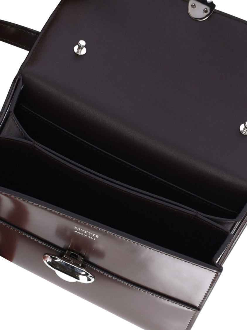 Savette Crossbody Bag In Dark Brown Hammered Leather