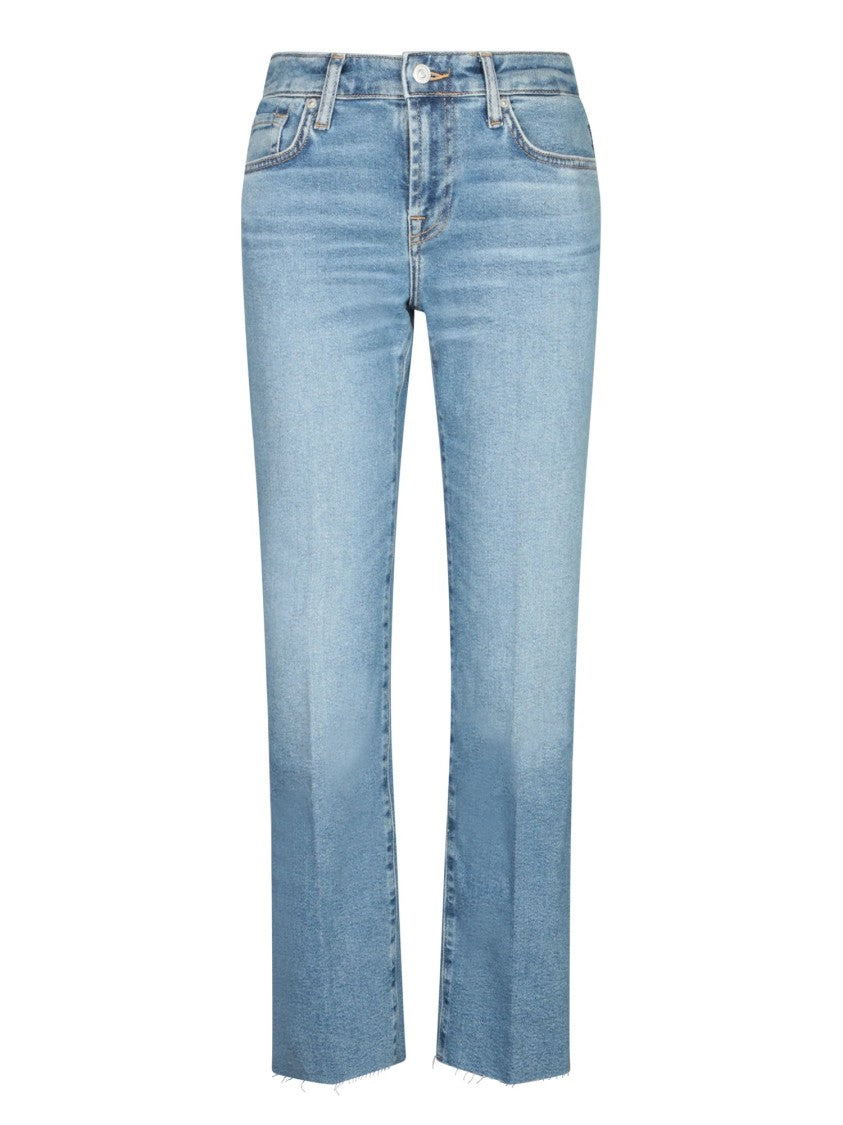 7 For All Mankind Straight Ankle Jeans With Raw Cut Hems