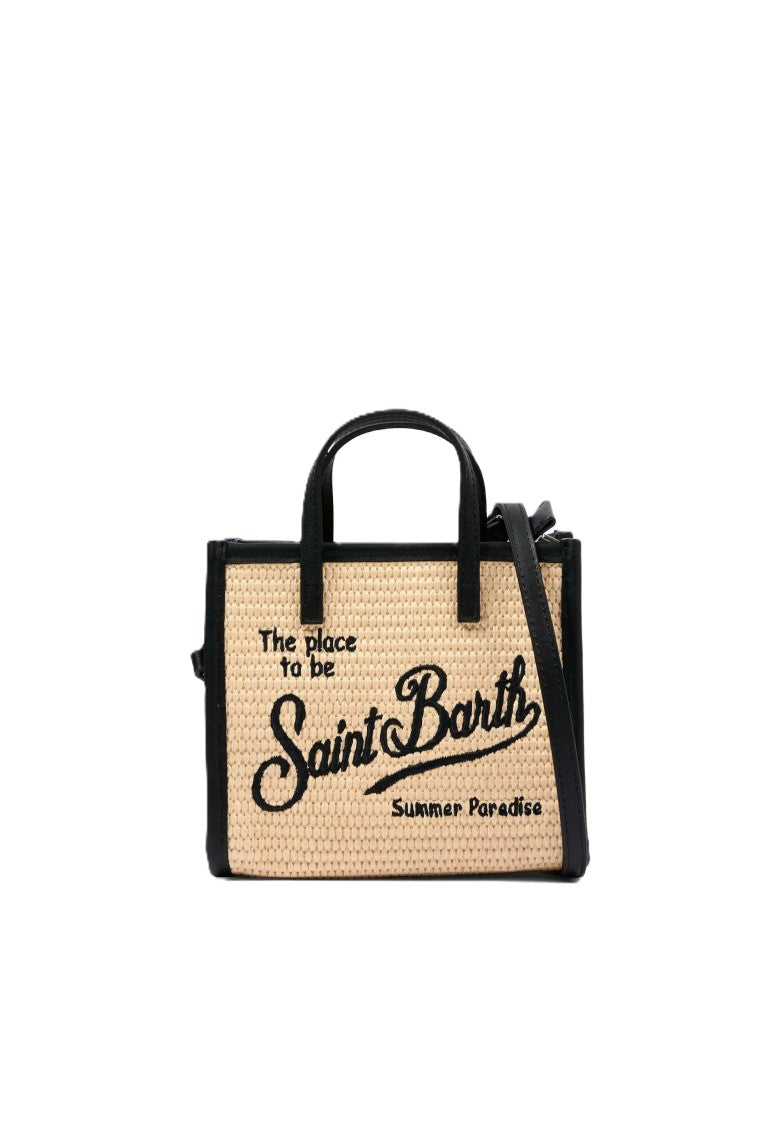 Mc2 Saint Barth Black Straw Vivian Shoulder Bag